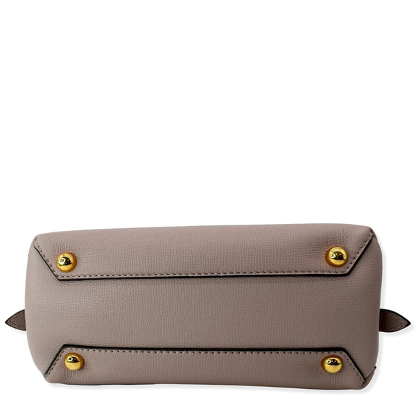 BURBERRY Banner Derby Small House Check Leather Tote Shoulder Bag Dusty Pink