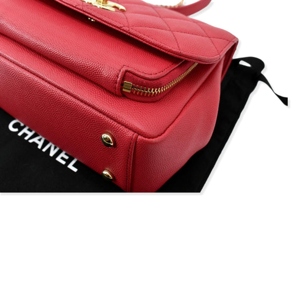 CHANEL Business Affinity Small Caviar Quilted Shoulder Bag Red