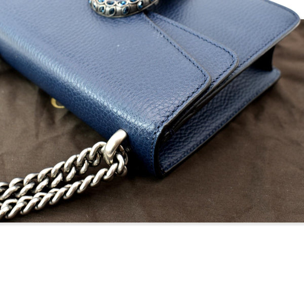 GUCCI Dionysus Mini Leather Crossbody Bag Blue 421970