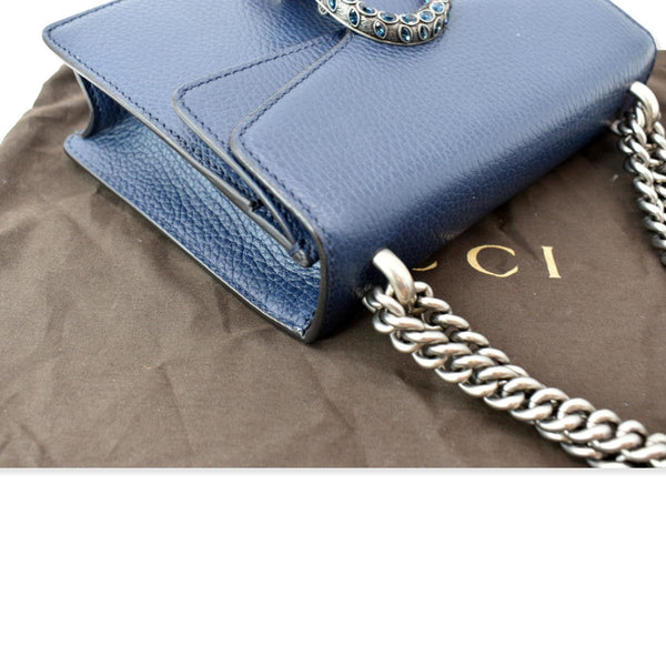 GUCCI Dionysus Mini Leather Crossbody Bag Blue 421970