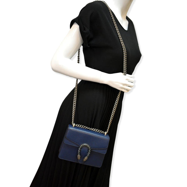GUCCI Dionysus Mini Leather Crossbody Bag Blue 421970