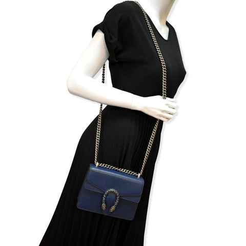 GUCCI Dionysus Mini Leather Crossbody Bag Blue 421970