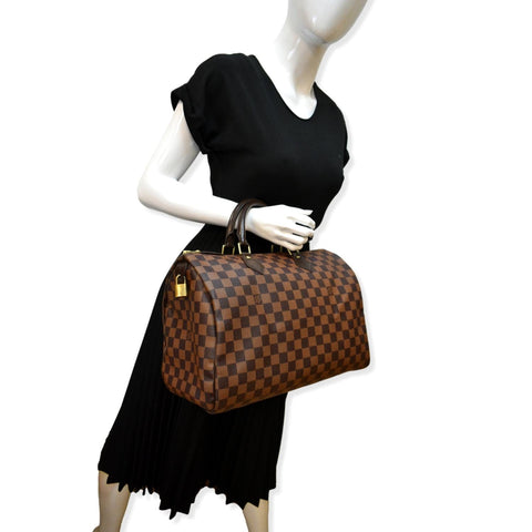 LOUIS VUITTON Speedy 35 Damier Ebene Satchel Bag Brown
