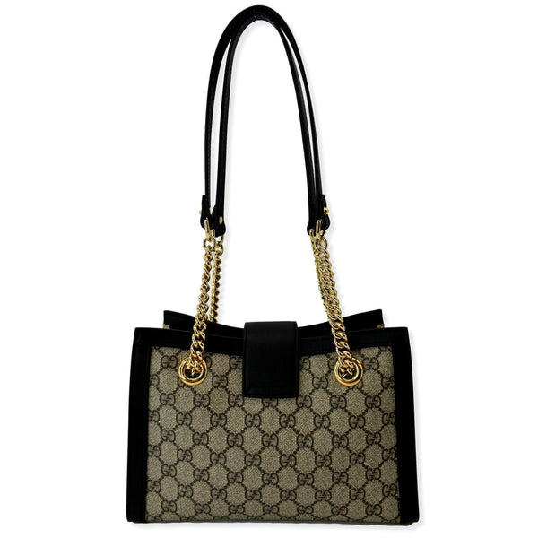 GUCCI Padlock Small GG Supreme Canvas Shoulder Bag Beige/Ebony 498156