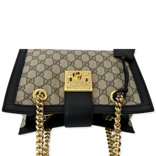 GUCCI Padlock Small GG Supreme Canvas Shoulder Bag Beige/Ebony 498156