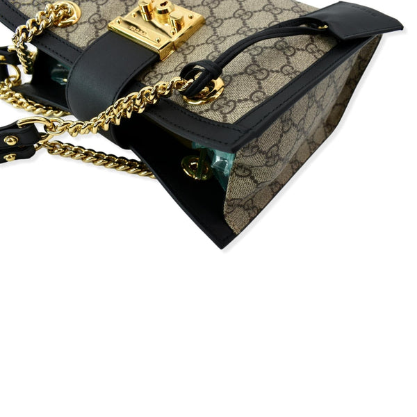 GUCCI Padlock Small GG Supreme Canvas Shoulder Bag Beige/Ebony 498156