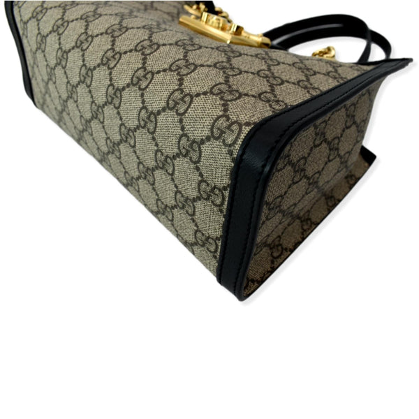 GUCCI Padlock Small GG Supreme Canvas Shoulder Bag Beige/Ebony 498156