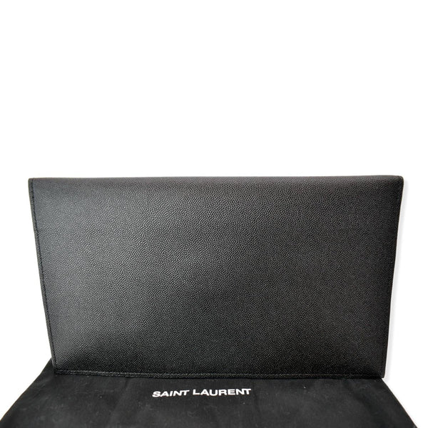 YVES SAINT LAURENT Uptown Envelope Grain De Poudre Leather Clutch Black