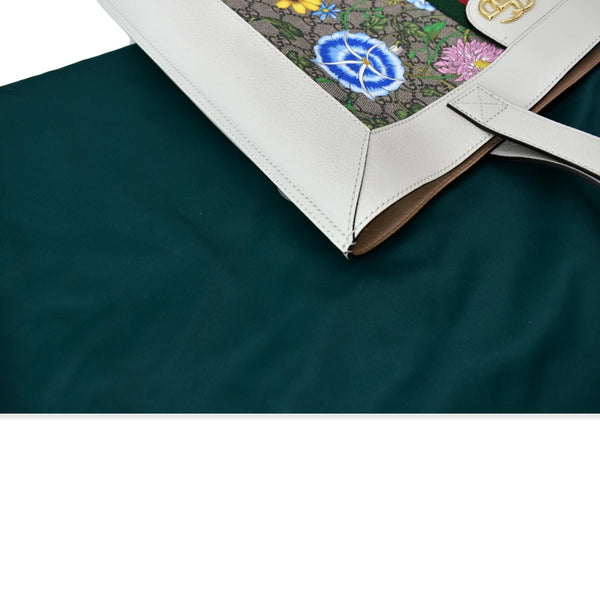 Gucci Ophidia GG Flora Vertical Shopping Tote Bag White