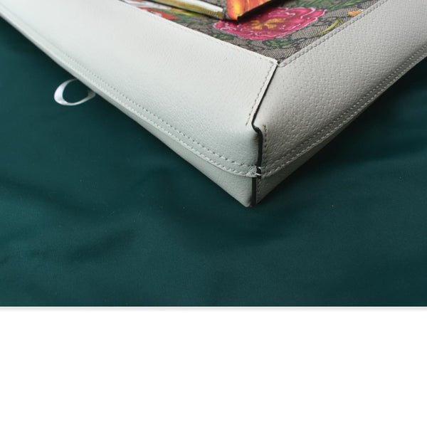 Gucci Ophidia GG Flora Vertical Shopping Tote Bag White