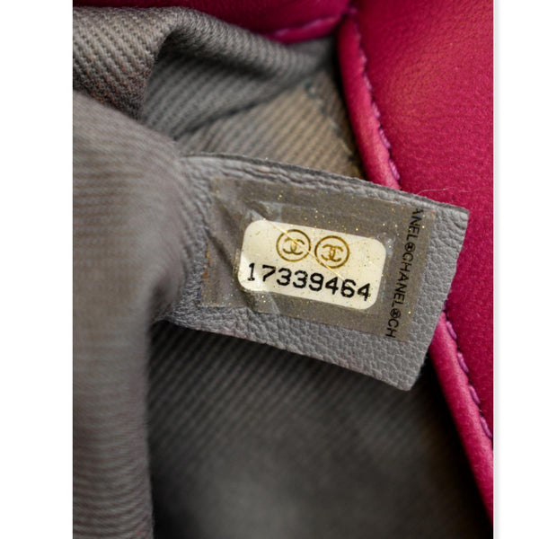 CHANEL Small Boy CC Chain Velvet Shoulder Bag Fuchsia