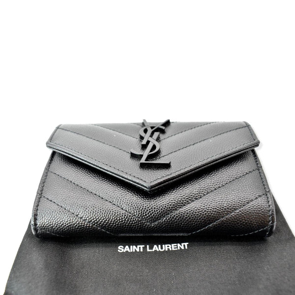 YVES SAINT LAURENT Monogram Grain De Poudre Leather Wallet Black