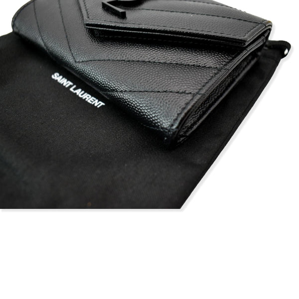 YVES SAINT LAURENT Monogram Grain De Poudre Leather Wallet Black