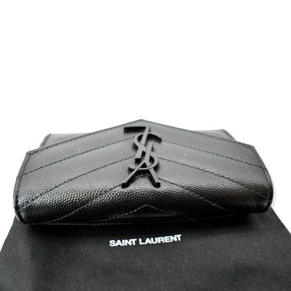 YVES SAINT LAURENT Monogram Grain De Poudre Leather Wallet Black