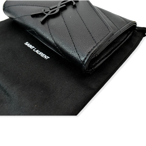 YVES SAINT LAURENT Monogram Grain De Poudre Leather Wallet Black