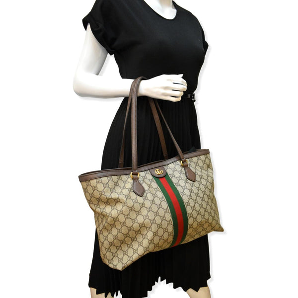 GUCCI Ophidia Medium GG Supreme Canvas Tote Bag Beige 631685