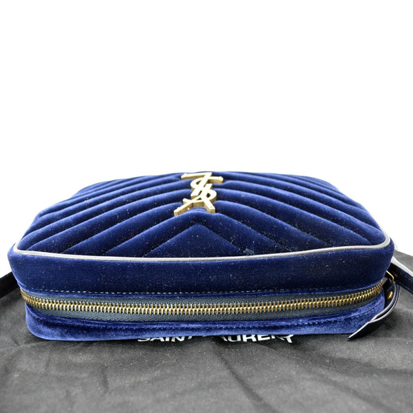 Yves Saint Laurent Lou Velvet Camera Crossbody Bag Blue