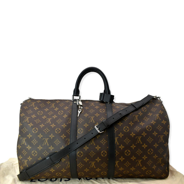 LOUIS VUITTON Keepall Bandouliere 55 Monogram Canvas Travel Bag Brown