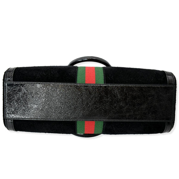 GUCCI Ophidia GG Suede Web Top Handle Shoulder Bag Black 524532