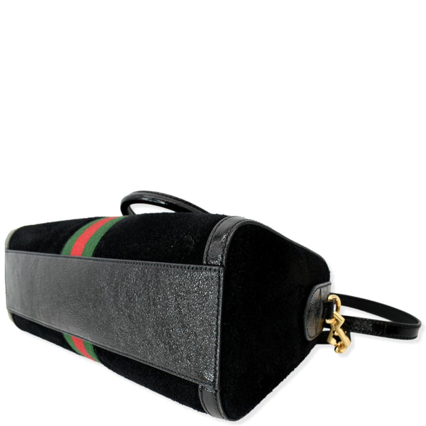 GUCCI Ophidia GG Suede Web Top Handle Shoulder Bag Black 524532