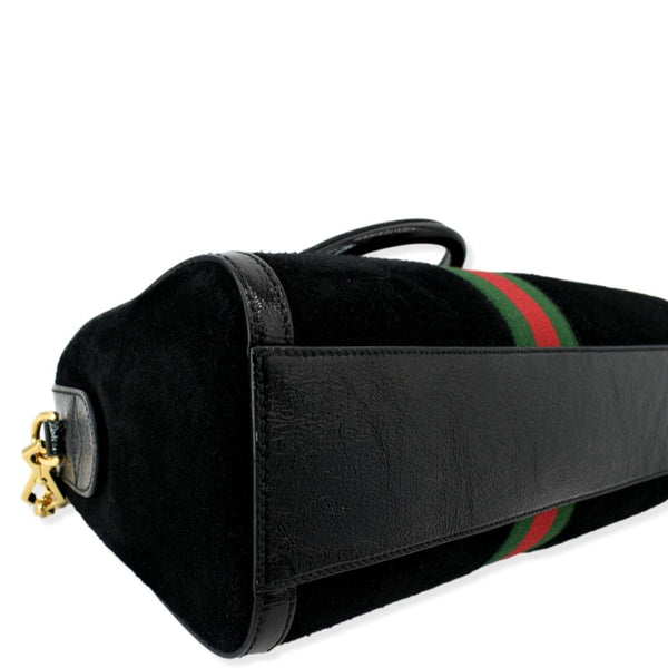 GUCCI Ophidia GG Suede Web Top Handle Shoulder Bag Black 524532