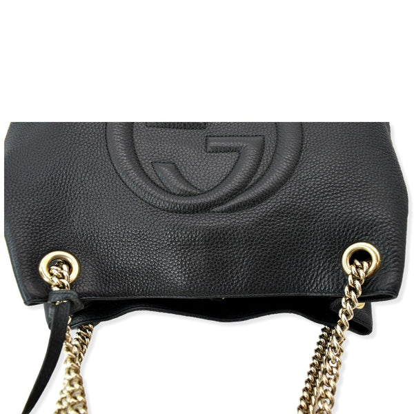 GUCCI Soho Pebbled Leather Chain Shoulder Bag Black 308982