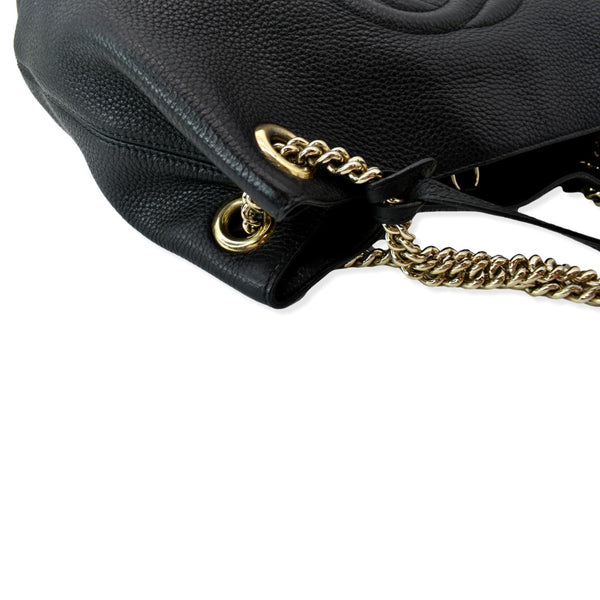 GUCCI Soho Pebbled Leather Chain Shoulder Bag Black 308982