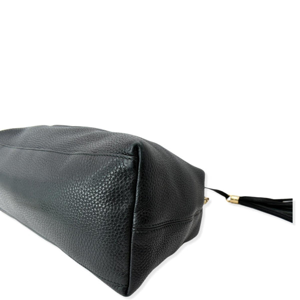 GUCCI Soho Pebbled Leather Chain Shoulder Bag Black 308982