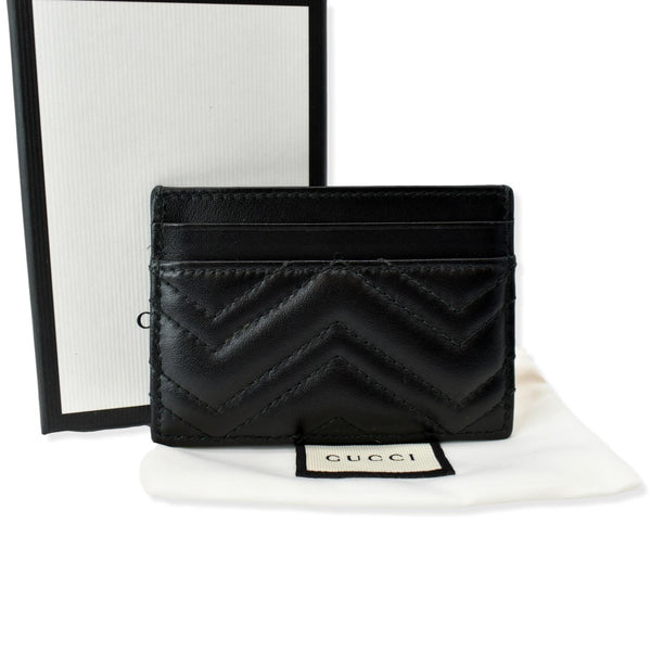 GUCCI GG Marmont Leather Card Case Black 443227