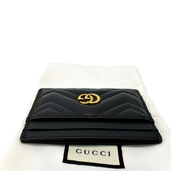 GUCCI GG Marmont Leather Card Case Black 443227
