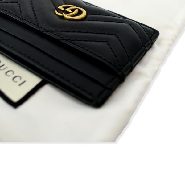 GUCCI GG Marmont Leather Card Case Black 443227