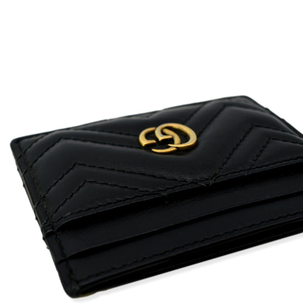 GUCCI GG Marmont Leather Card Case Black 443227