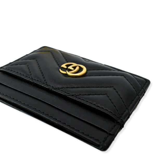 GUCCI GG Marmont Leather Card Case Black 443227