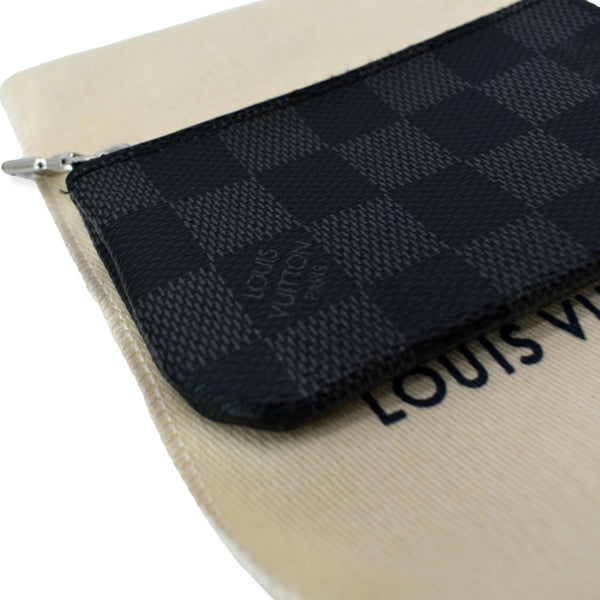 LOUIS VUITTON Pochette Key Cles Damier Graphite Coin Case Black
