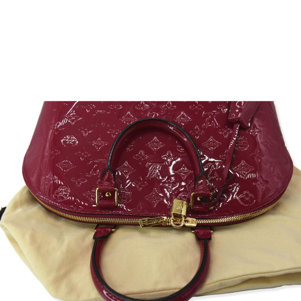 LOUIS VUITTON Alma GM Monogram Vernis Leather Satchel Bag Pink