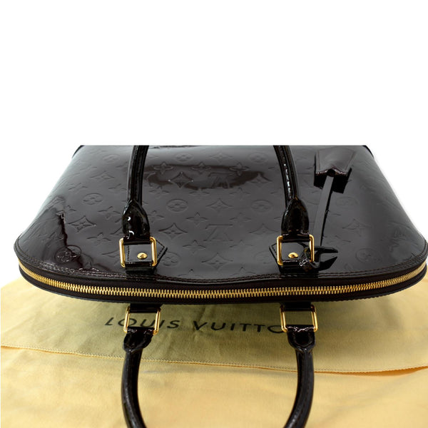 LOUIS VUITTON Alma GM Monogram Vernis Leather Satchel Bag Burgundy
