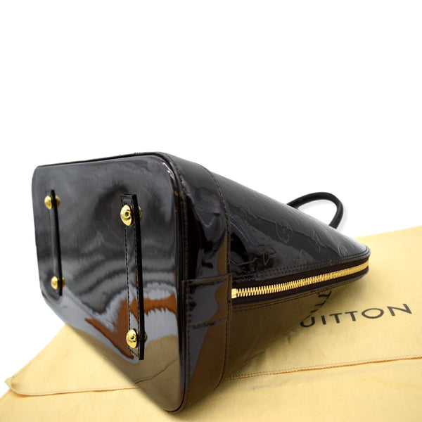 LOUIS VUITTON Alma GM Monogram Vernis Leather Satchel Bag Burgundy