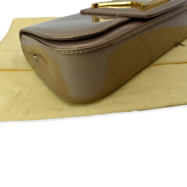 LOUIS VUITTON Sobe Pochette Vernis Leather Clutch Bag Bronze