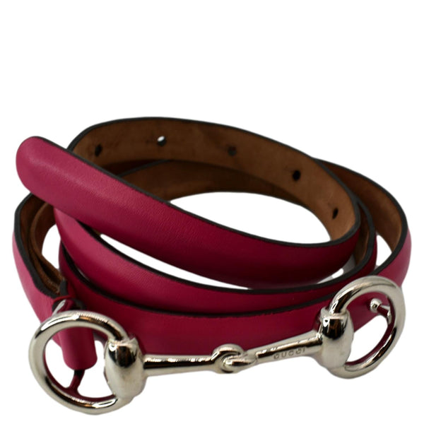GUCCI Horsebit Leather Belt Pink Size 80/32