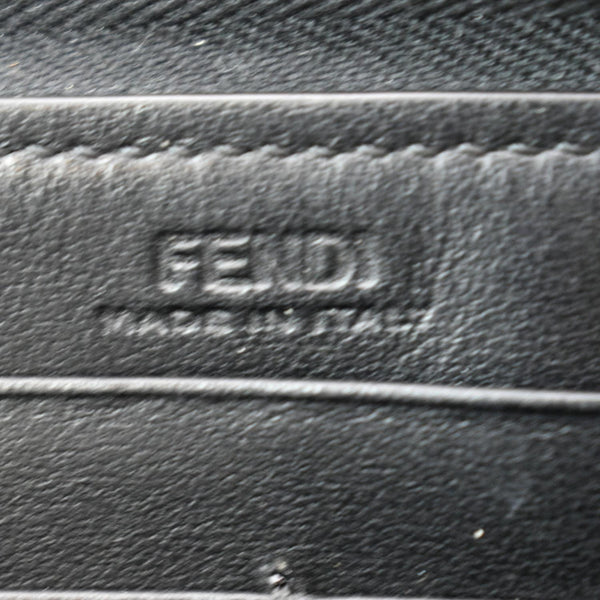 FENDI Century Hypnoteyes Continental Vitello Leather Zip Around Wallet Black