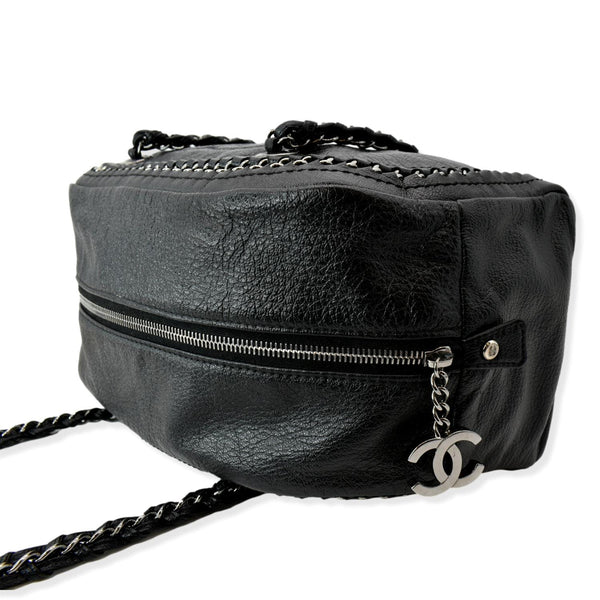 CHANEL CC Chain Around Leather Bowling Bag Black