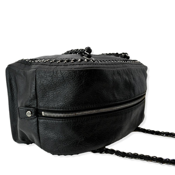 CHANEL CC Chain Around Leather Bowling Bag Black