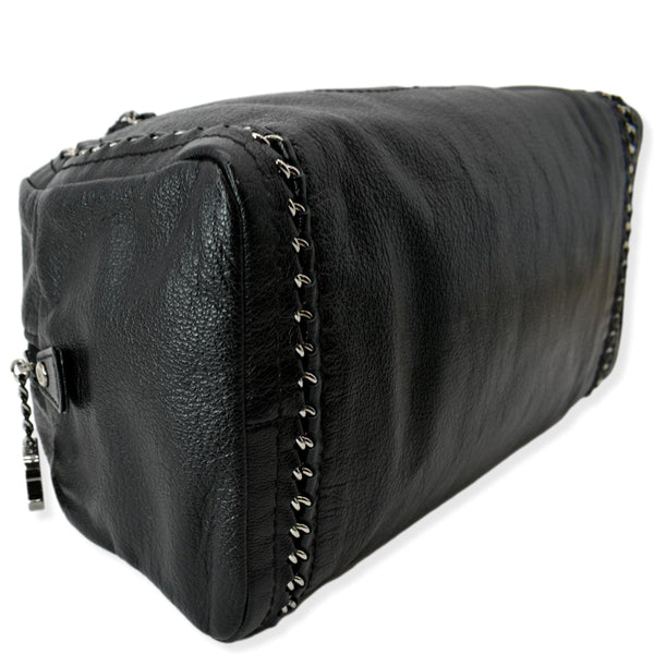 CHANEL CC Chain Around Leather Bowling Bag Black