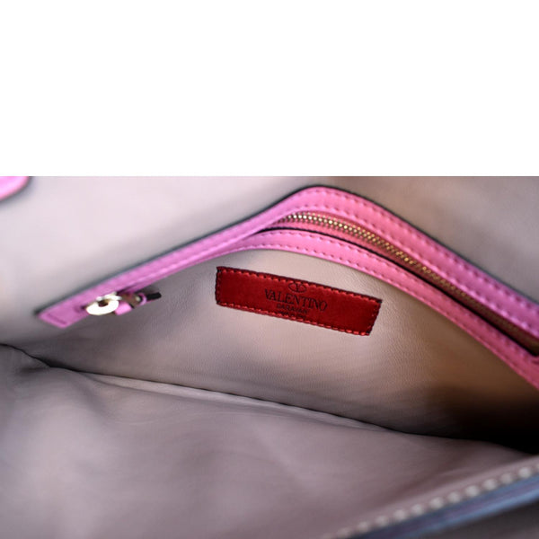 VALENTINO Rockstud Leather Clutch Bag Pink