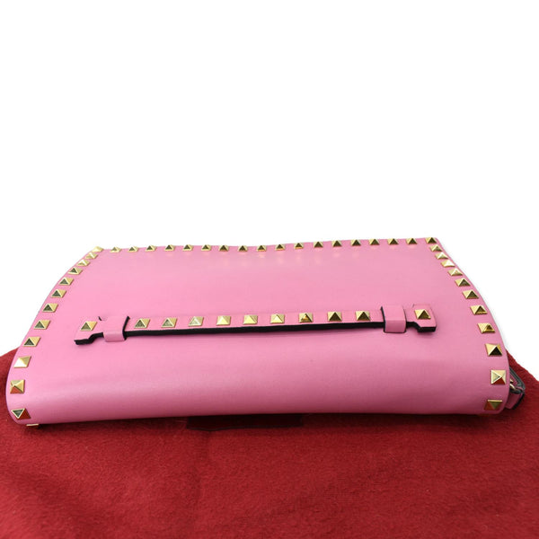 VALENTINO Rockstud Leather Clutch Bag Pink