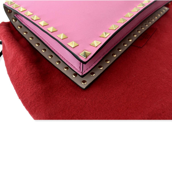 VALENTINO Rockstud Leather Clutch Bag Pink