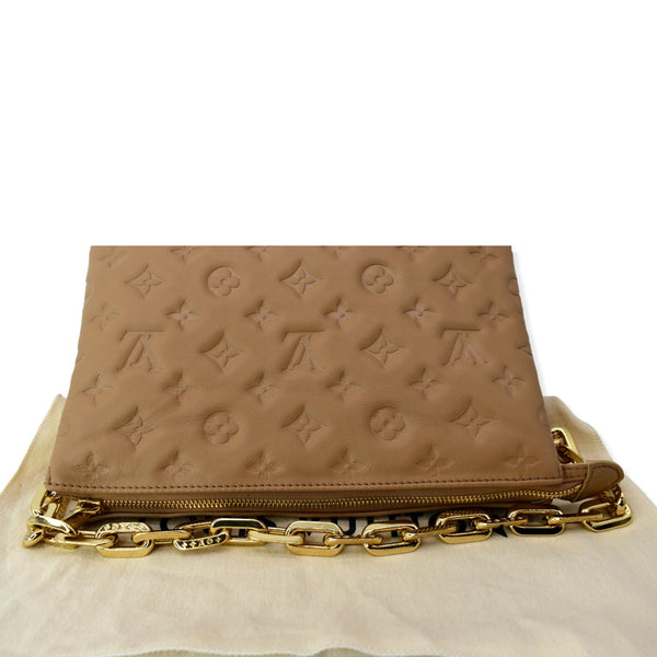 LOUIS VUITTON Coussin PM Monogram Embossed Shoulder Bag Camel
