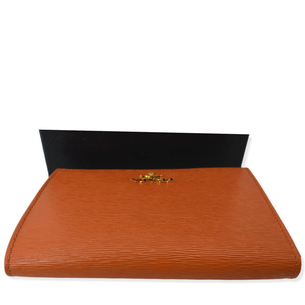 PRADA Vitello Move Bifold Leather Compact Wallet Papaya