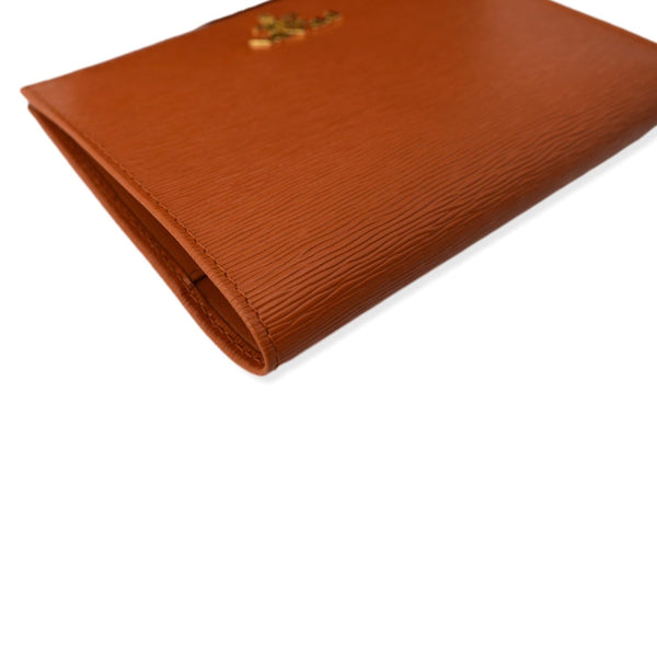 PRADA Vitello Move Bifold Leather Compact Wallet Papaya