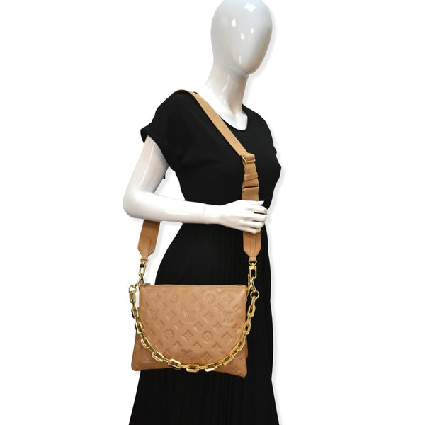 LOUIS VUITTON Coussin PM Monogram Embossed Shoulder Bag Camel